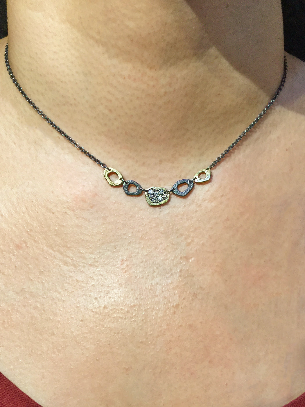 Dew Pond Linked Necklace with Diamonds