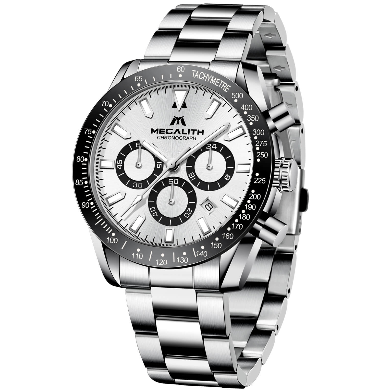 Chronograph Watch, Stainless Steel Band, 8264M