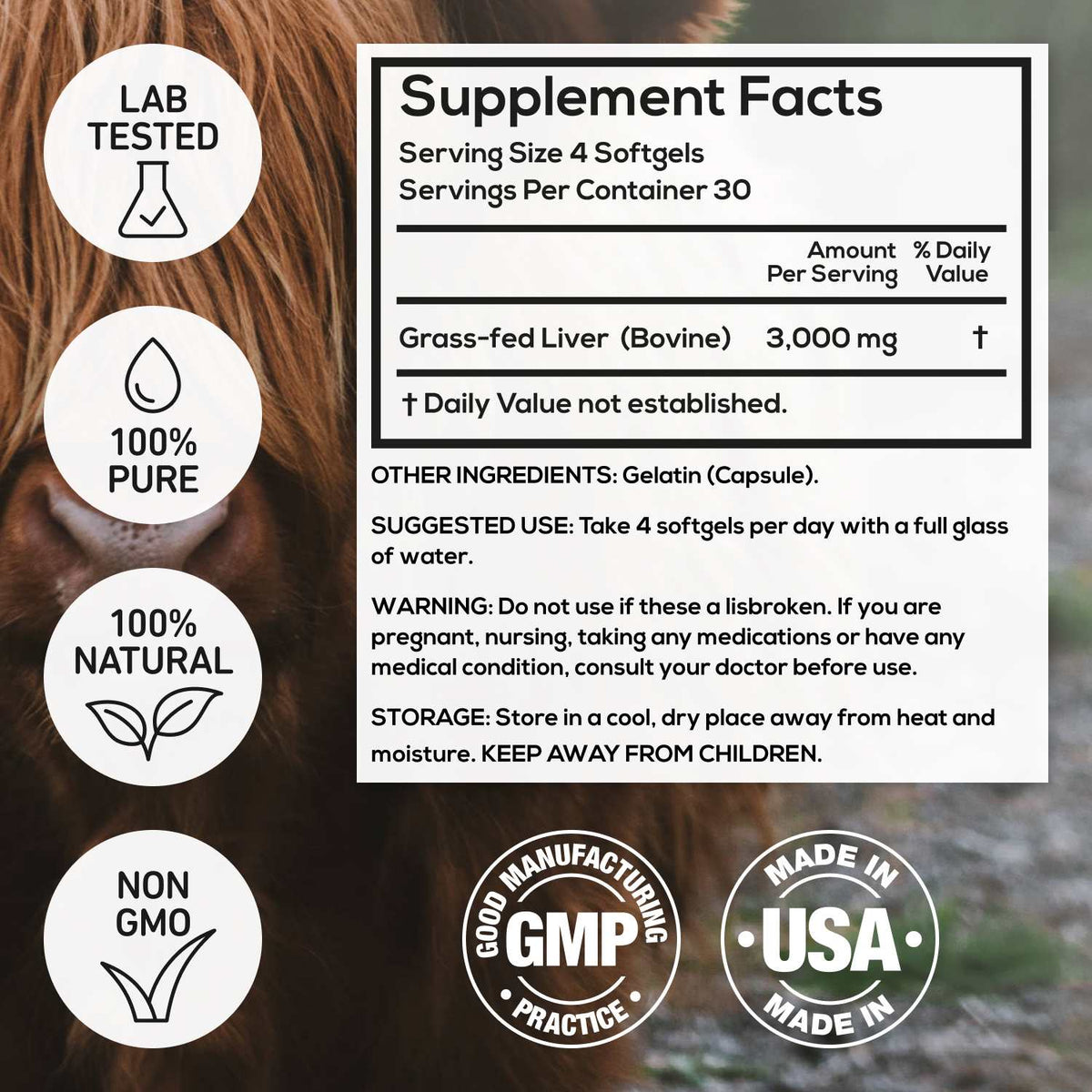 NEW: Grass-Fed Beef Liver Capsules - 3000mg per serving