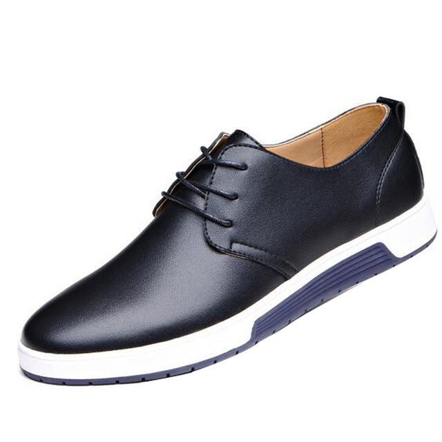 PU Leather Casual Shoes Men Flats Oxford