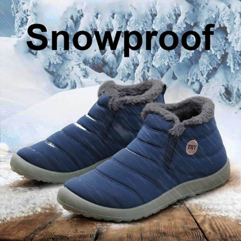 wotoba Boots Fur Flat Heel Round Toe Snow Boots Burgundy Boots – Wotoba