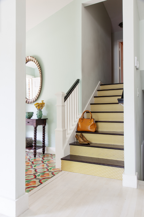 contemporary wood stair risers