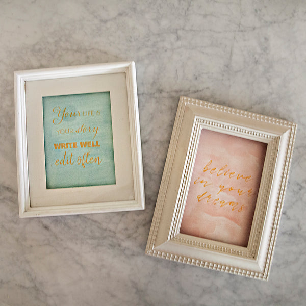 Watercolor isn’t just for paper. You can create watercolor frames, fabrics, and wall art with the right material. A Makers’ Studio Gel Art Ink can be blended with water to create a beautiful watercolor look you can use on a variety of surfaces and for plenty of projects.