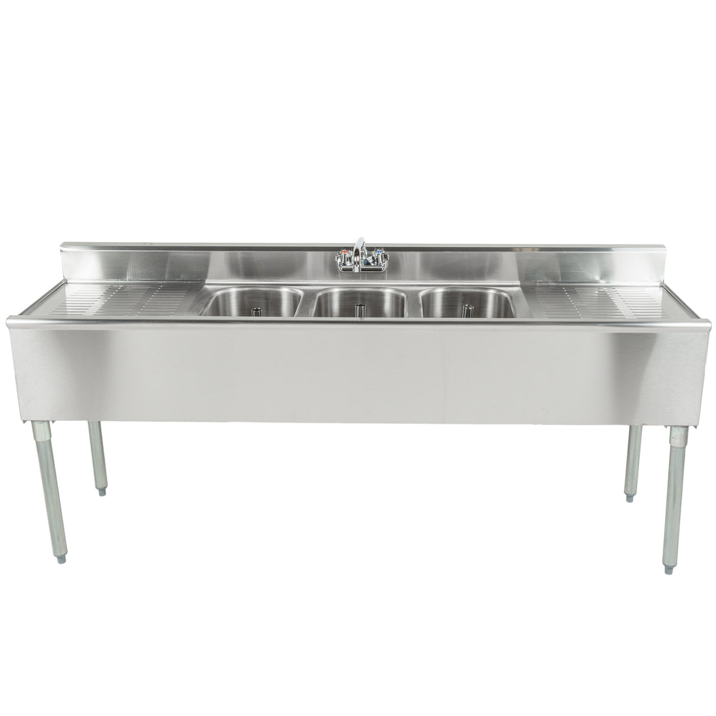 Eagle Group B6c 18 72 Underbar Sink Units 1800 Series Three Compartment 304 Stainless Steel Drainboards On Left Right 4 5 H Backsplash