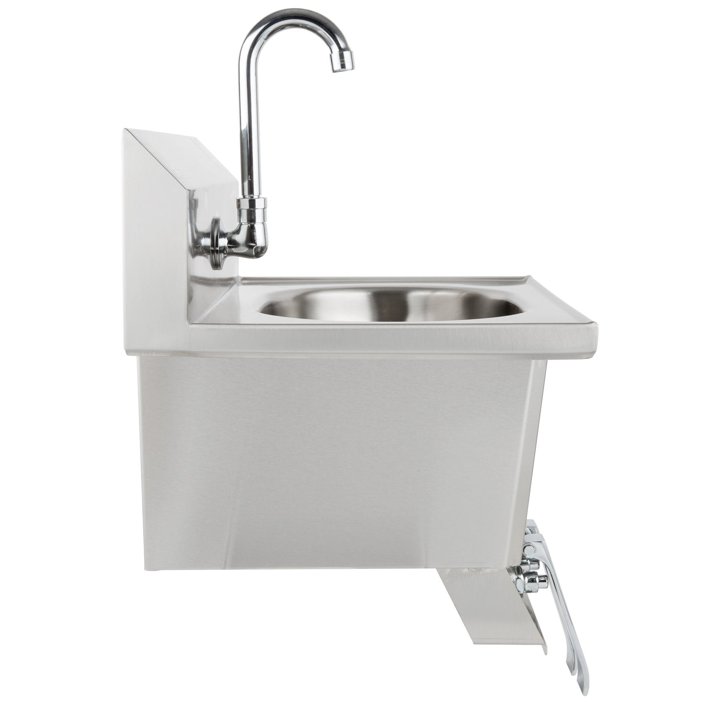 Eagle Group Hsa 10 Fk 13 5 Hand Sink Knee Operated Wall Mount Hand Sink With Gooseneck Knee Pedals Skirt And Basket Drain