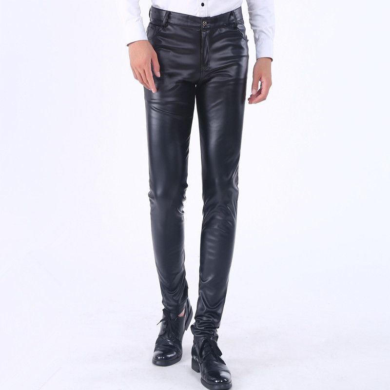 men skinny leather pants