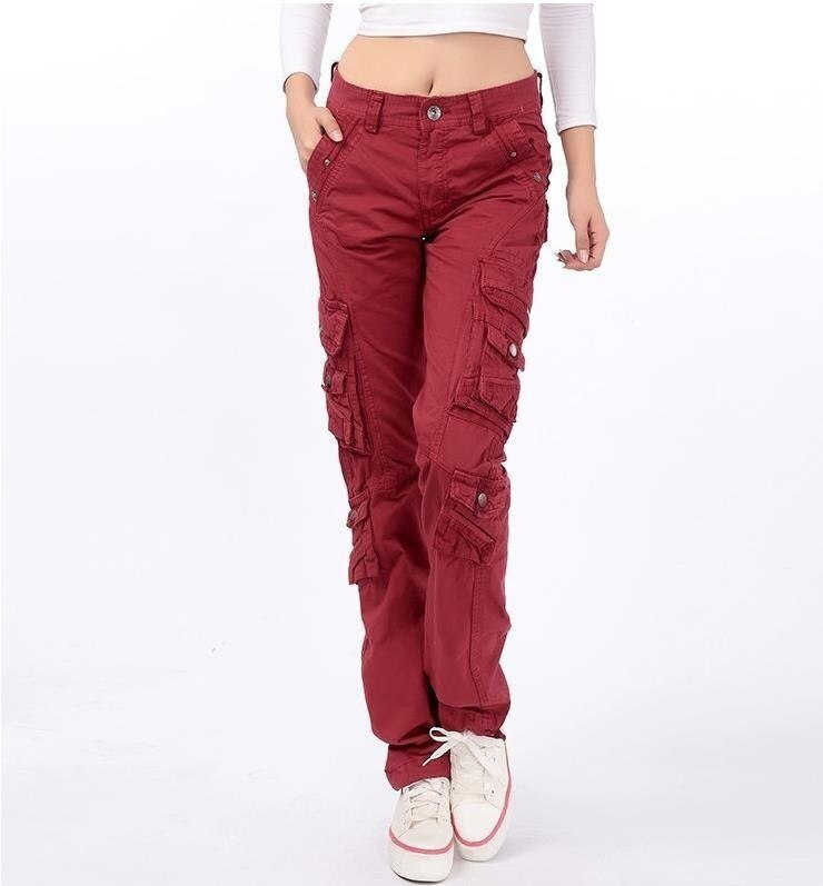 red cargo pants womens