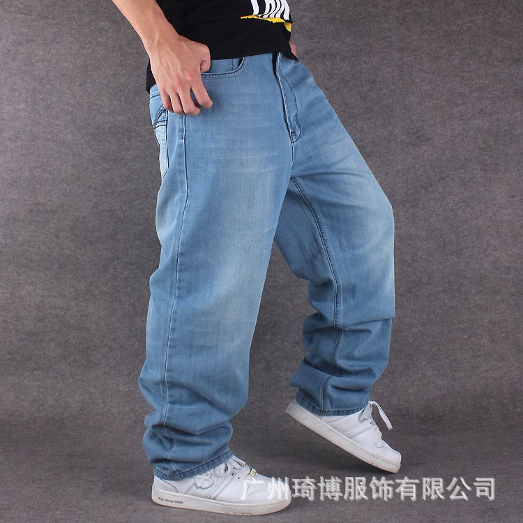 light blue jean joggers