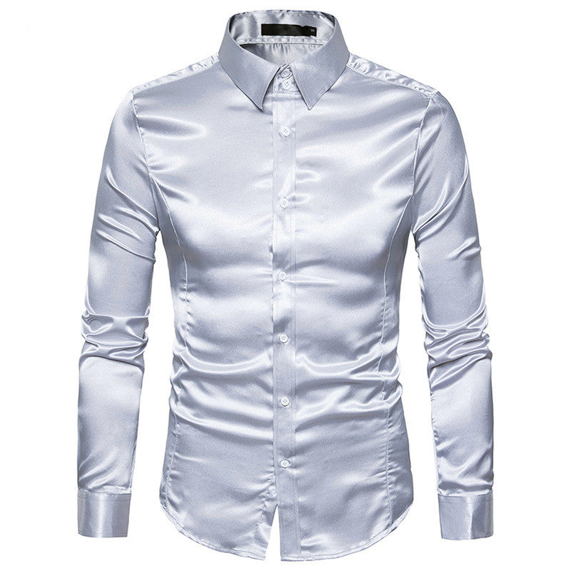 mens white silk dress shirt