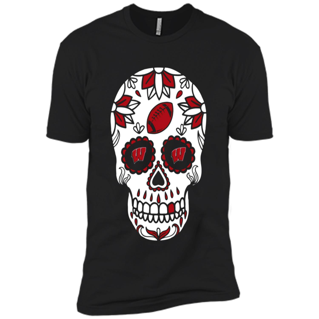 Wisconsin Badgers Football Sugar Skull Day Of The Dead Toptees Shop - Premium Short Sleeve T-shirt