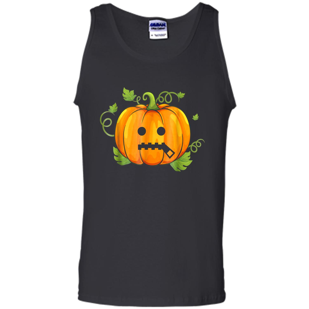 Pumpkin Emoji T-shirt Zipper Mouth Halloween - Tank Top