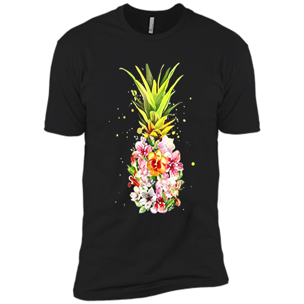 Pineapple Flowers Aloha Hawaii - Vintage Hawaiian - Premium Short Sleeve T-shirt