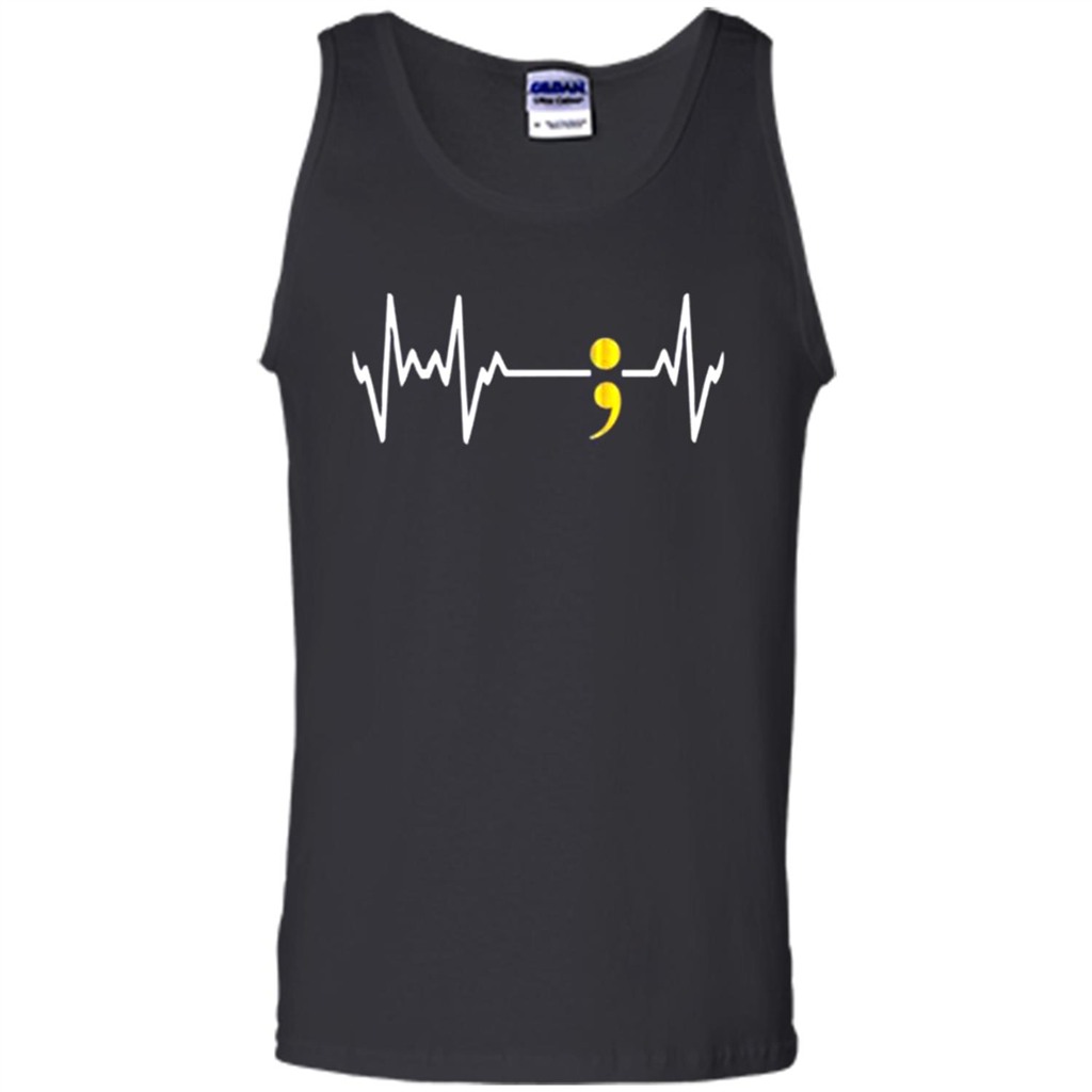 Semicolon Heartbeat Shirt Suicide Depression Prevention Tee Toptees Shop - Tank Top