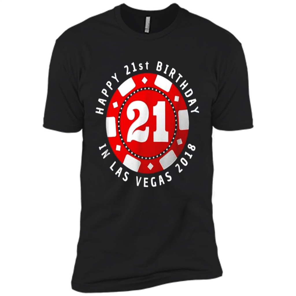 21st Birthday In Las Vegas 2018 Gift Poker Chip - Premium Short Sleeve T-shirt