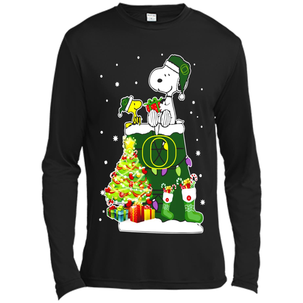 Oregon Ducks Snoopy & Woodstock Christmas Toptees Shop - Canvas T-shirt