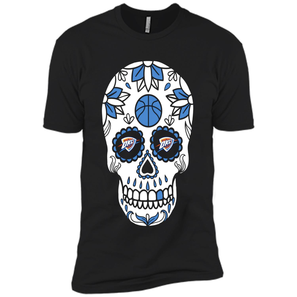 Oklahoma City Thunder Basketball Sugar Skull Day Of The Dead Toptees Shop - Premium Short Sleeve T-shirt