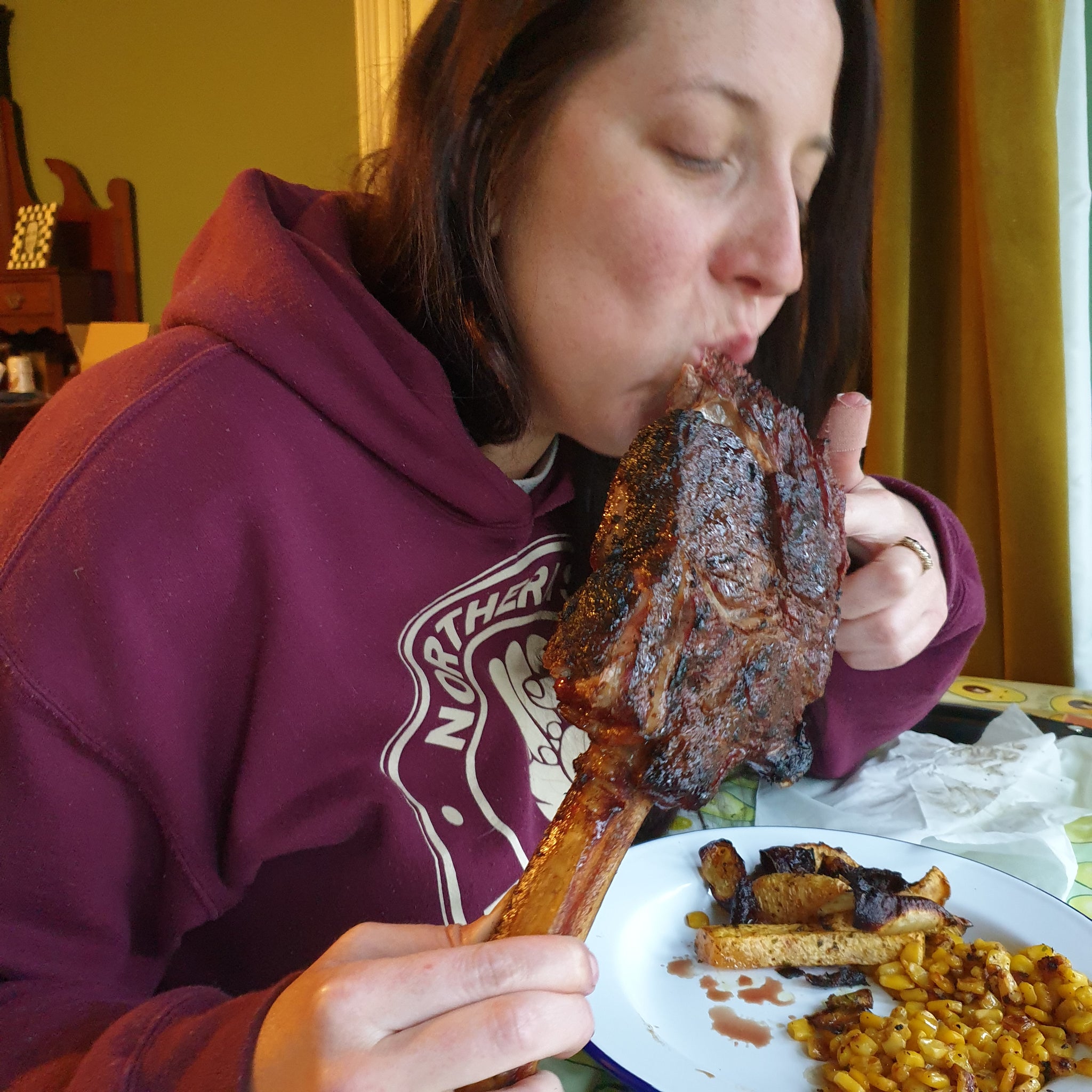 Eating a Tomahawk Steak