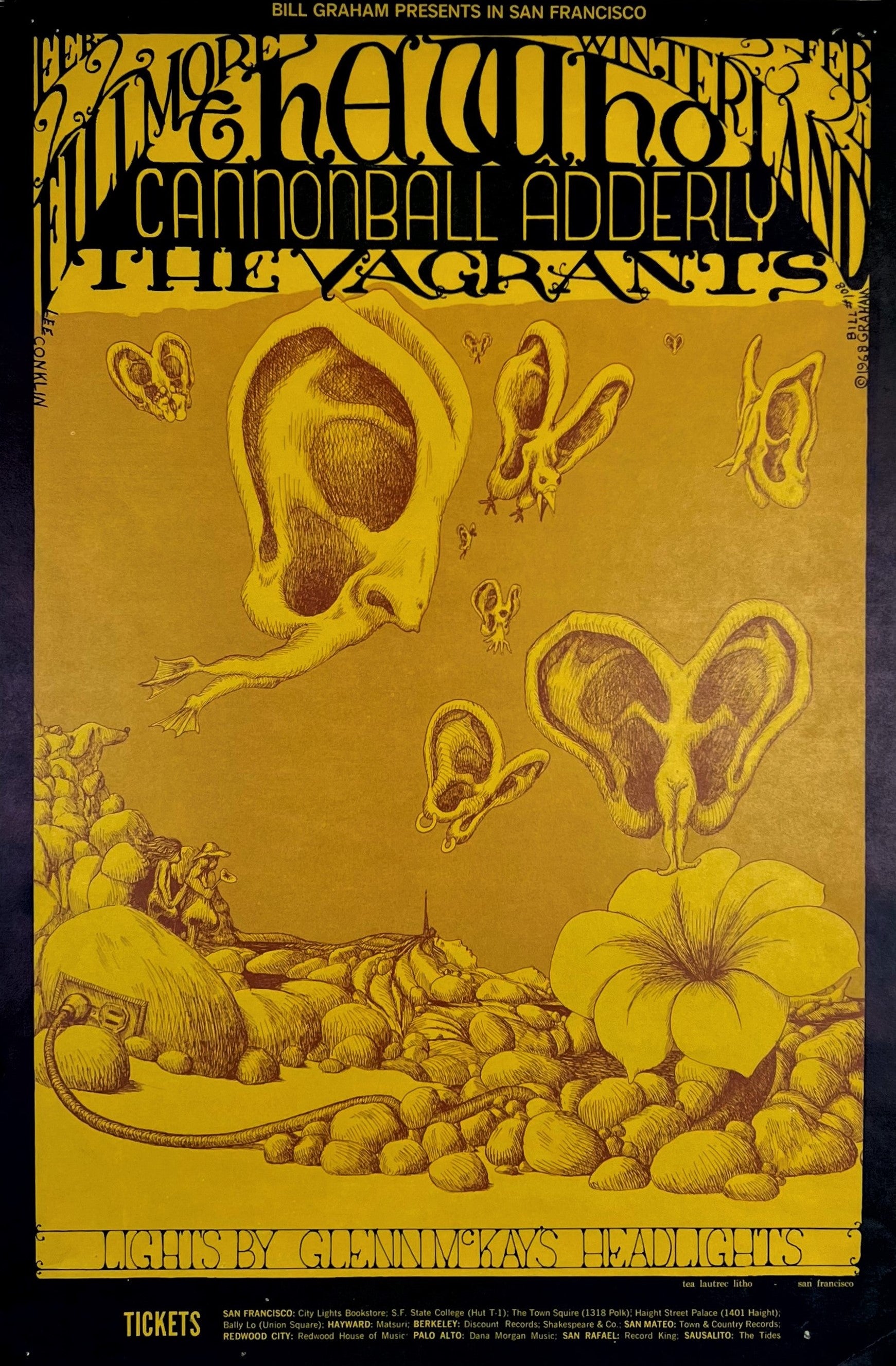 The Band Vintage Concert Poster from Winterland, Apr 17, 1969 at Wolfgang's