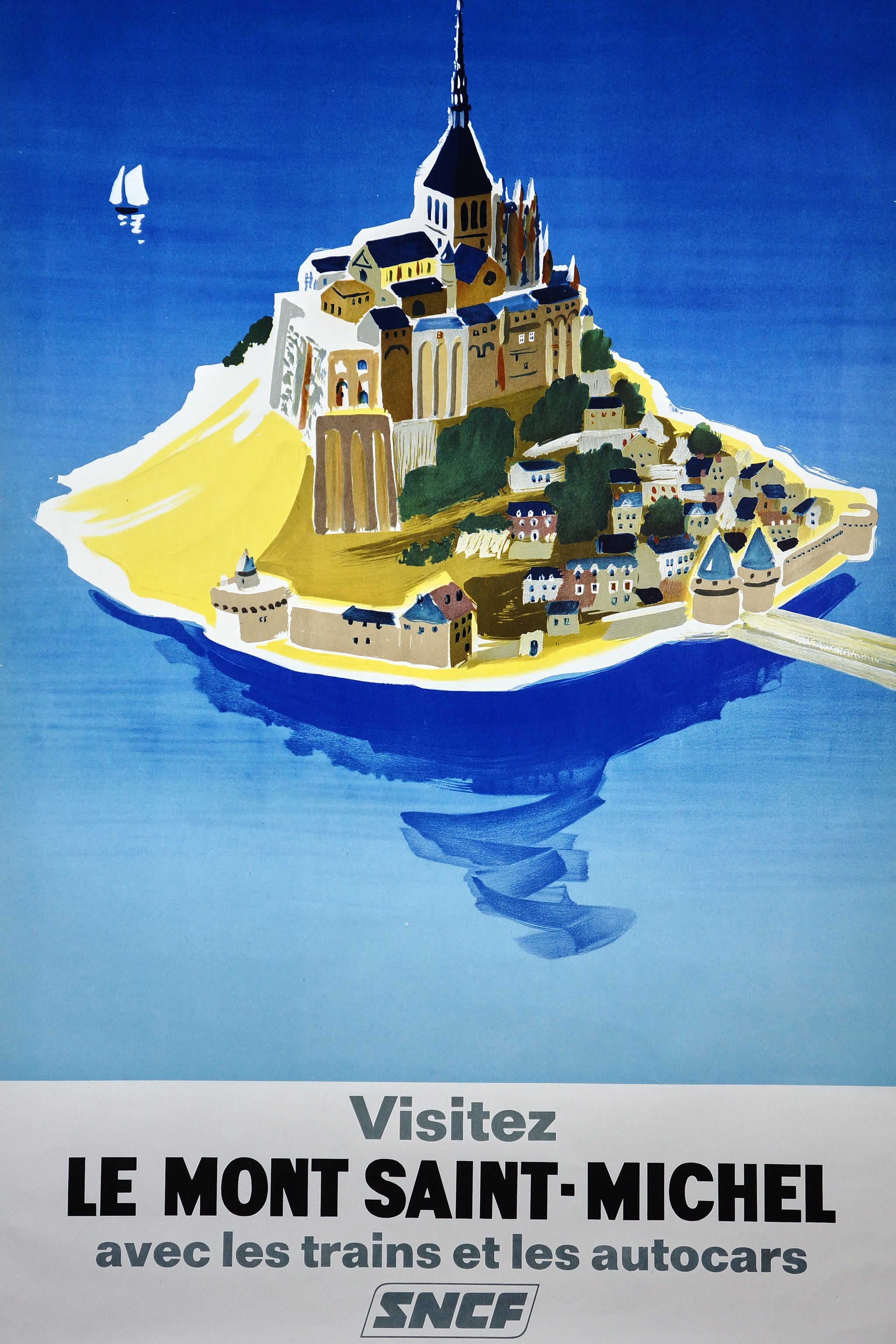 Authentic Vintage Poster | Visit Mont Saint-Michel by Villemot