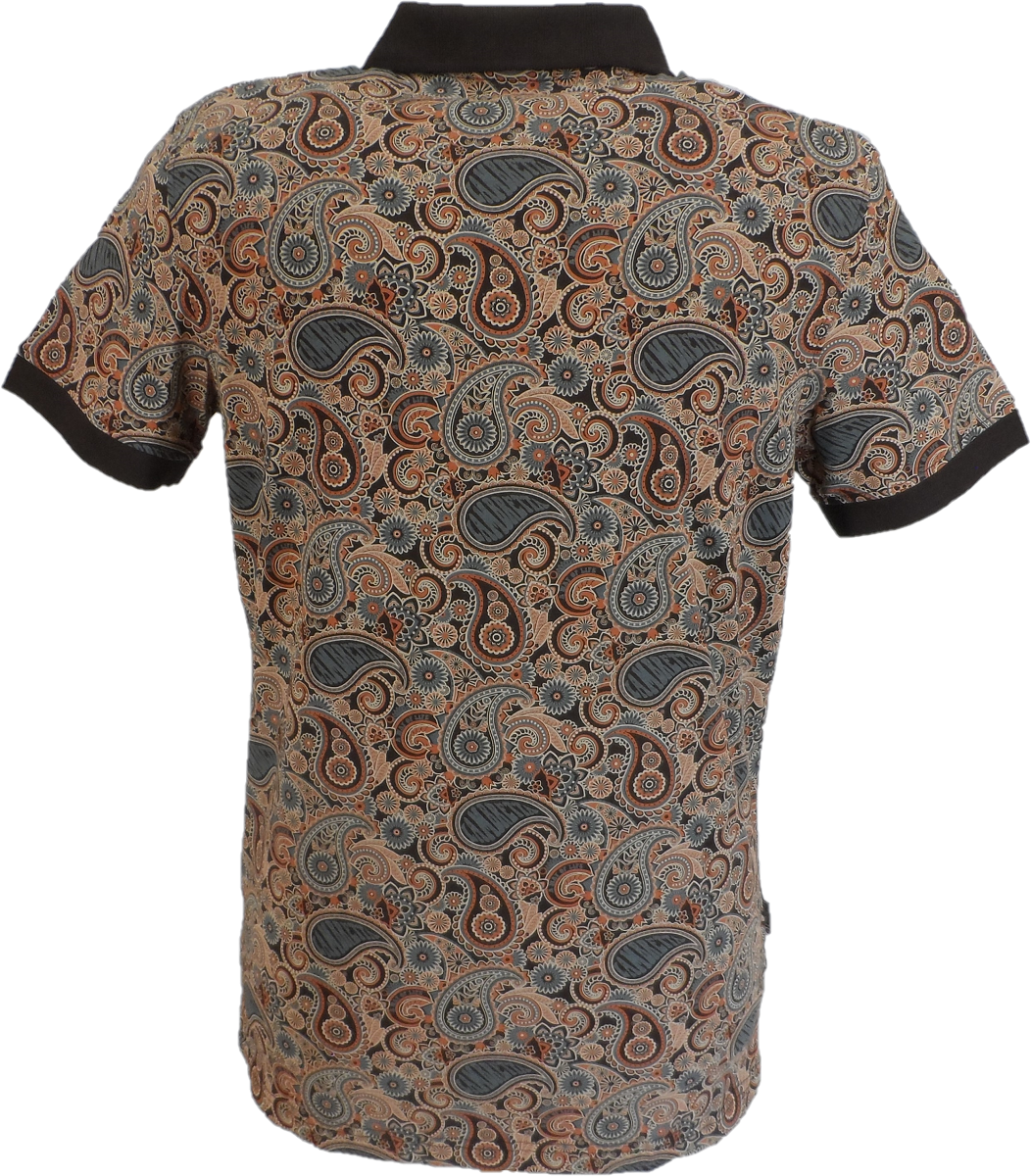 Lambretta Java Brown Paisley Print Polo Shirts