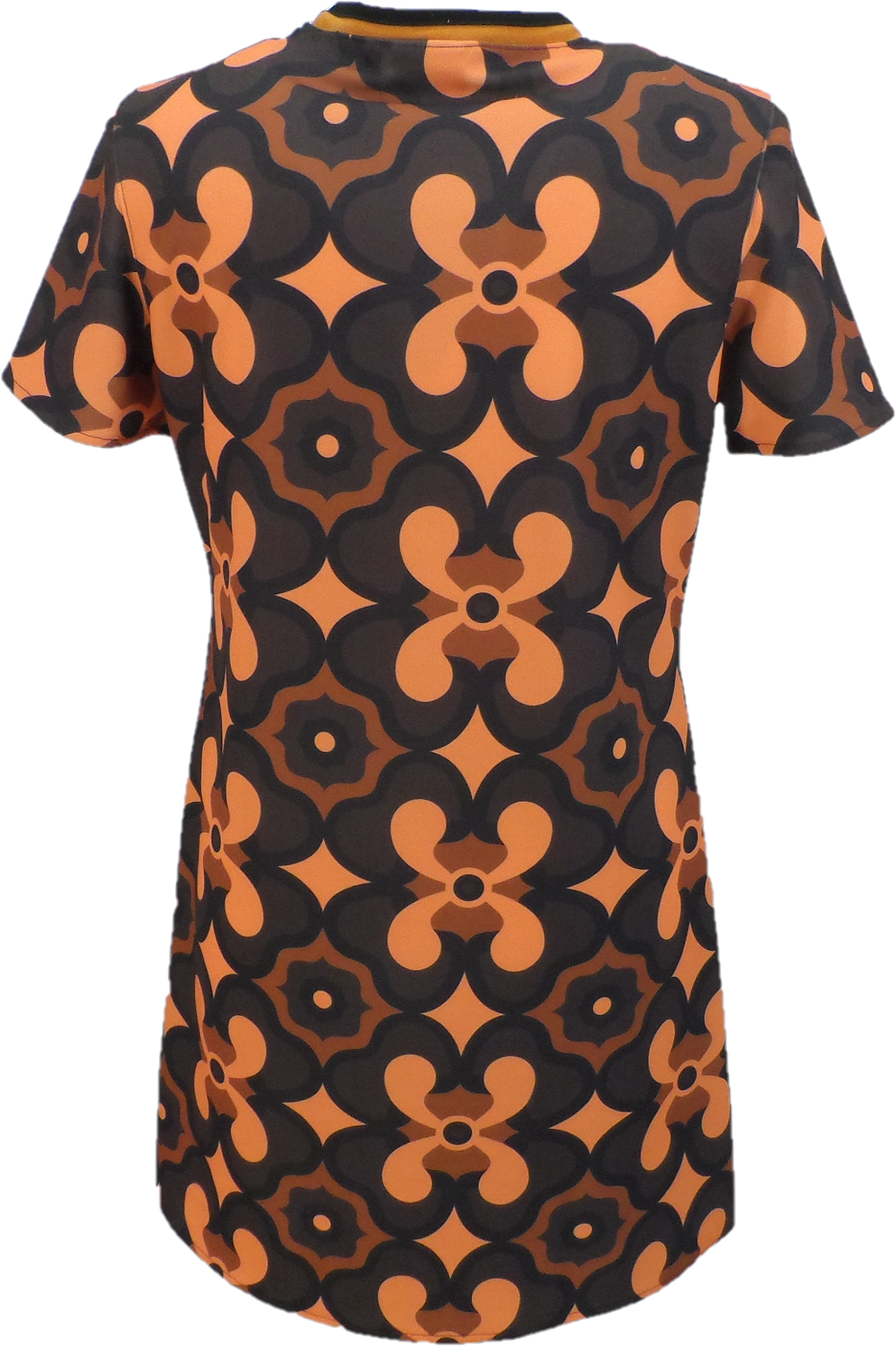 LHM Ladies 60s Retro Mod Vintage Orange/Brown Mini Dress