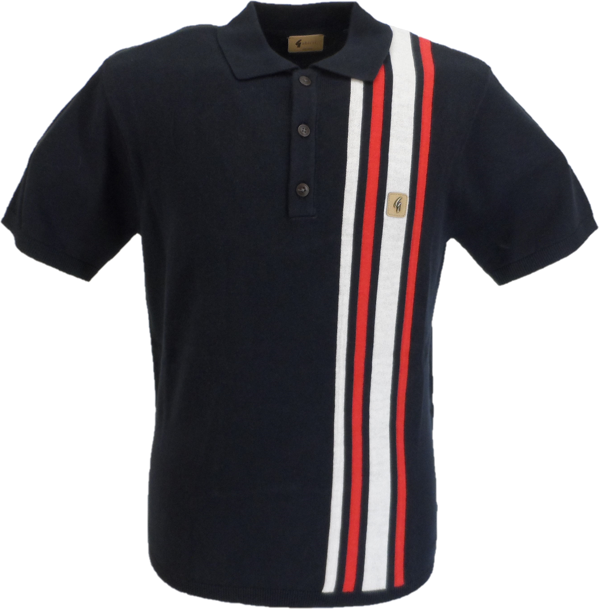 Gabicci Vintage Mens Soda Navy Blue Knitted Polo Shirt