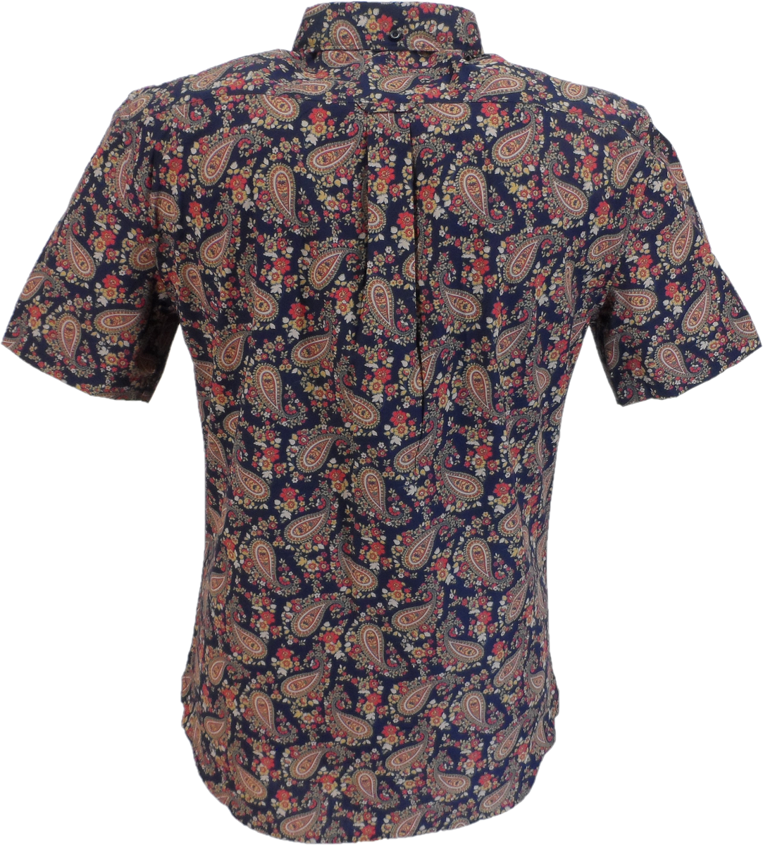 Lambretta Mens Navy Multi Paisley Short Sleeved Button Down Shirts