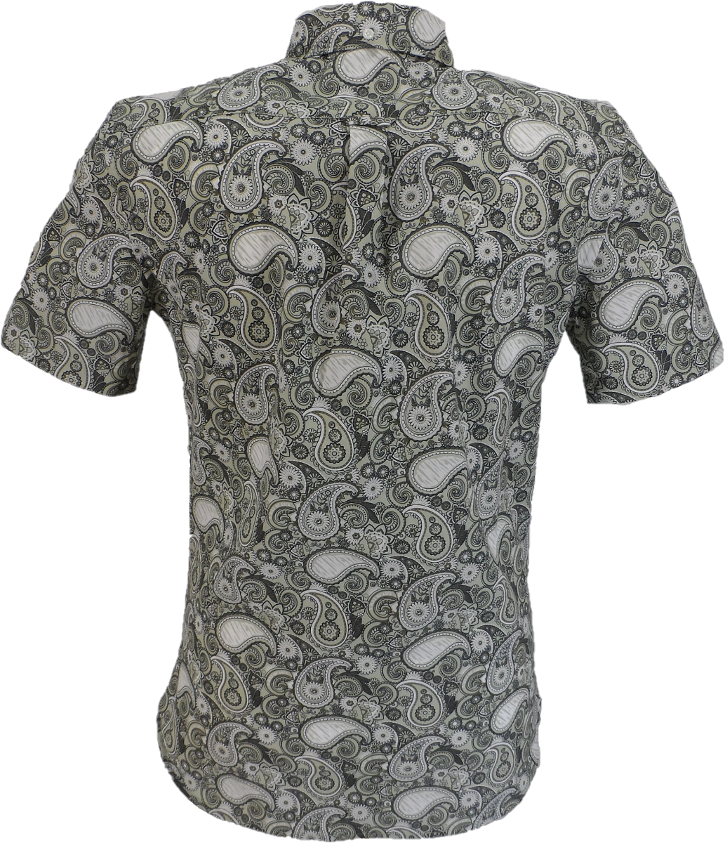 Lambretta Mens Desert Sage Paisley Short Sleeved Button Down Shirts