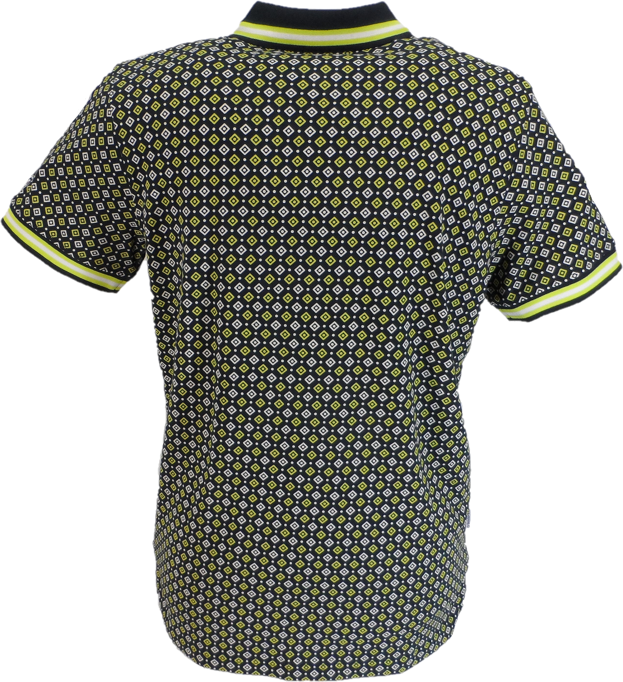 Lambretta Mens Navy Blue Geometric Print Cotton Polo Shirts