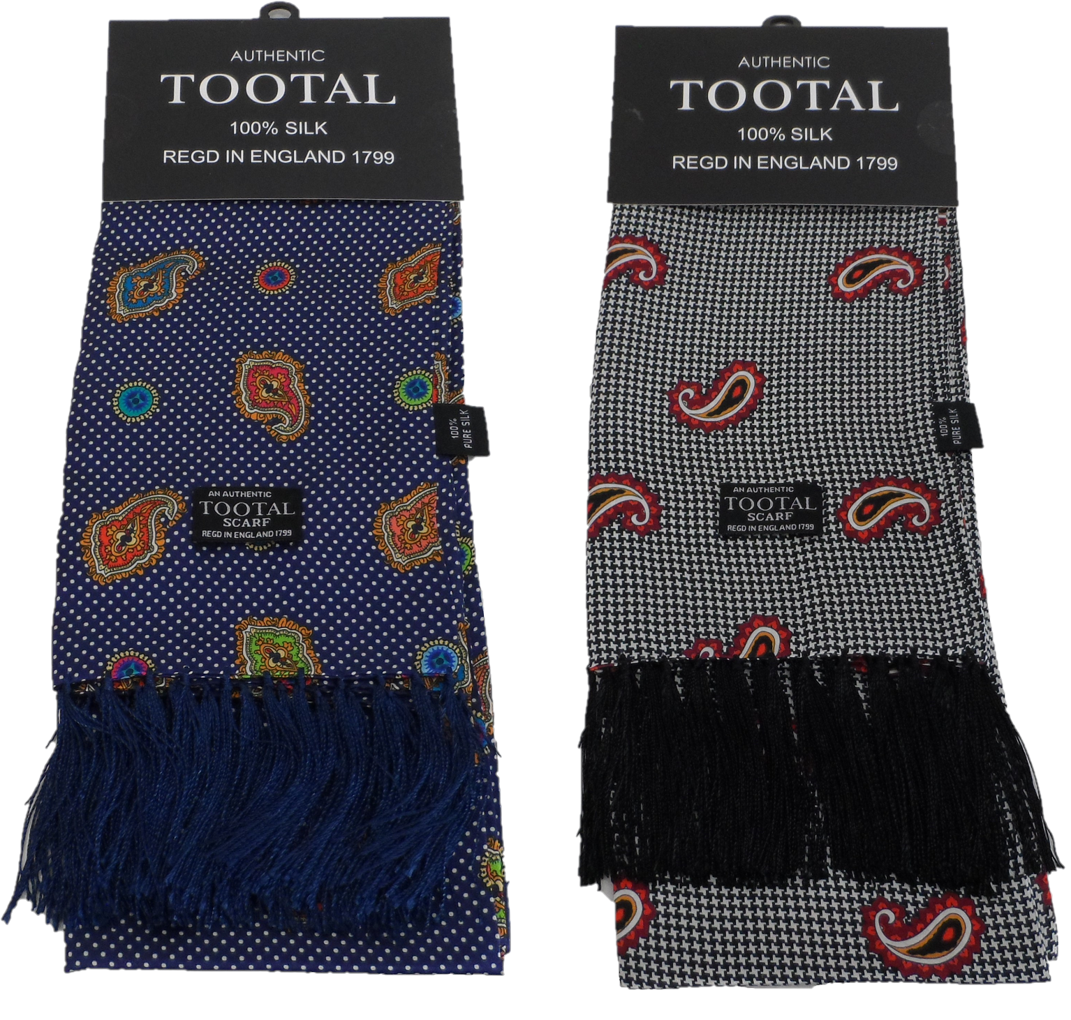 Tootal Mens Retro Paisley Print 100% Silk Scarves