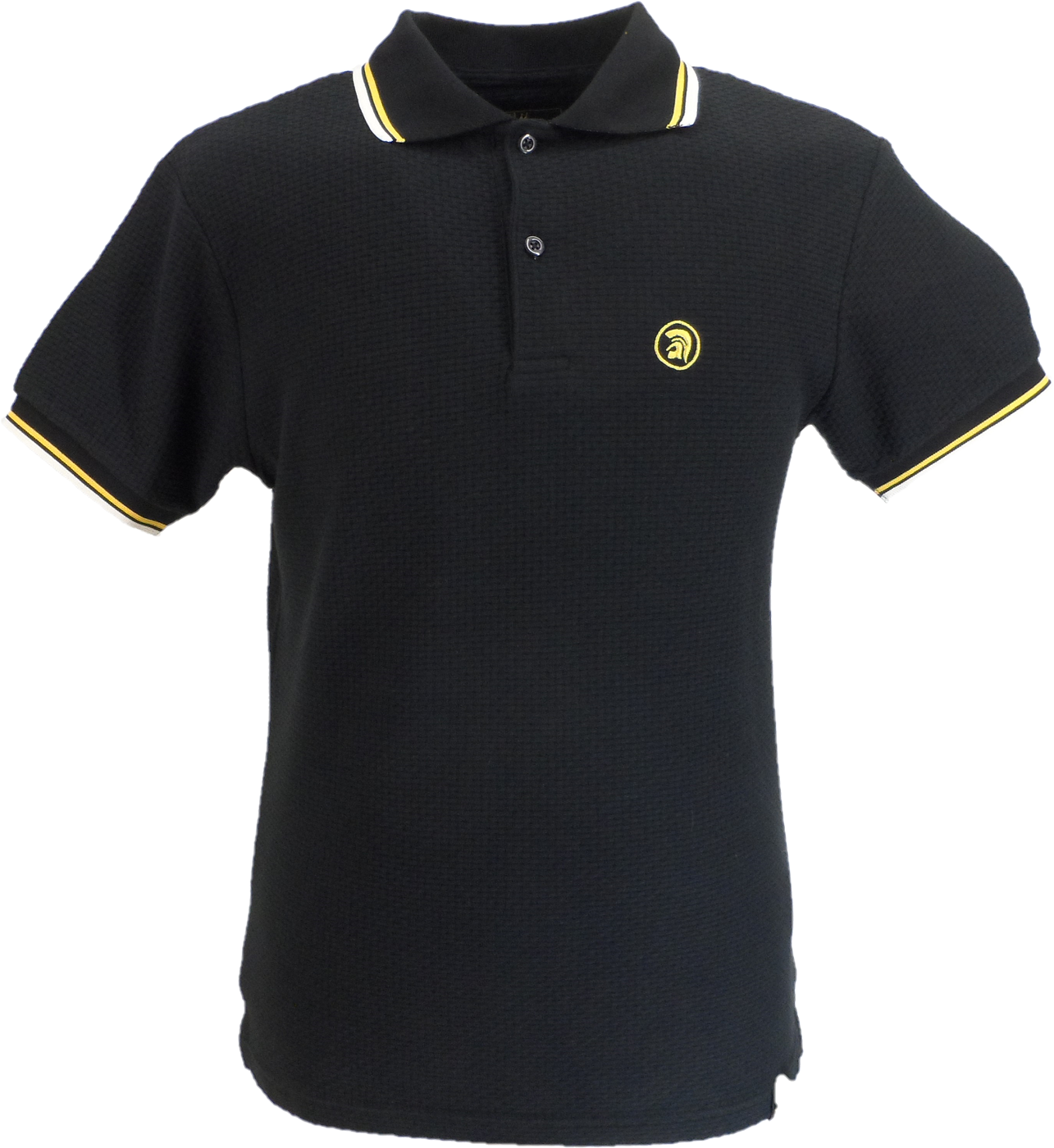 Trojan Mens Black Textured Twin Tipped Polo Shirt