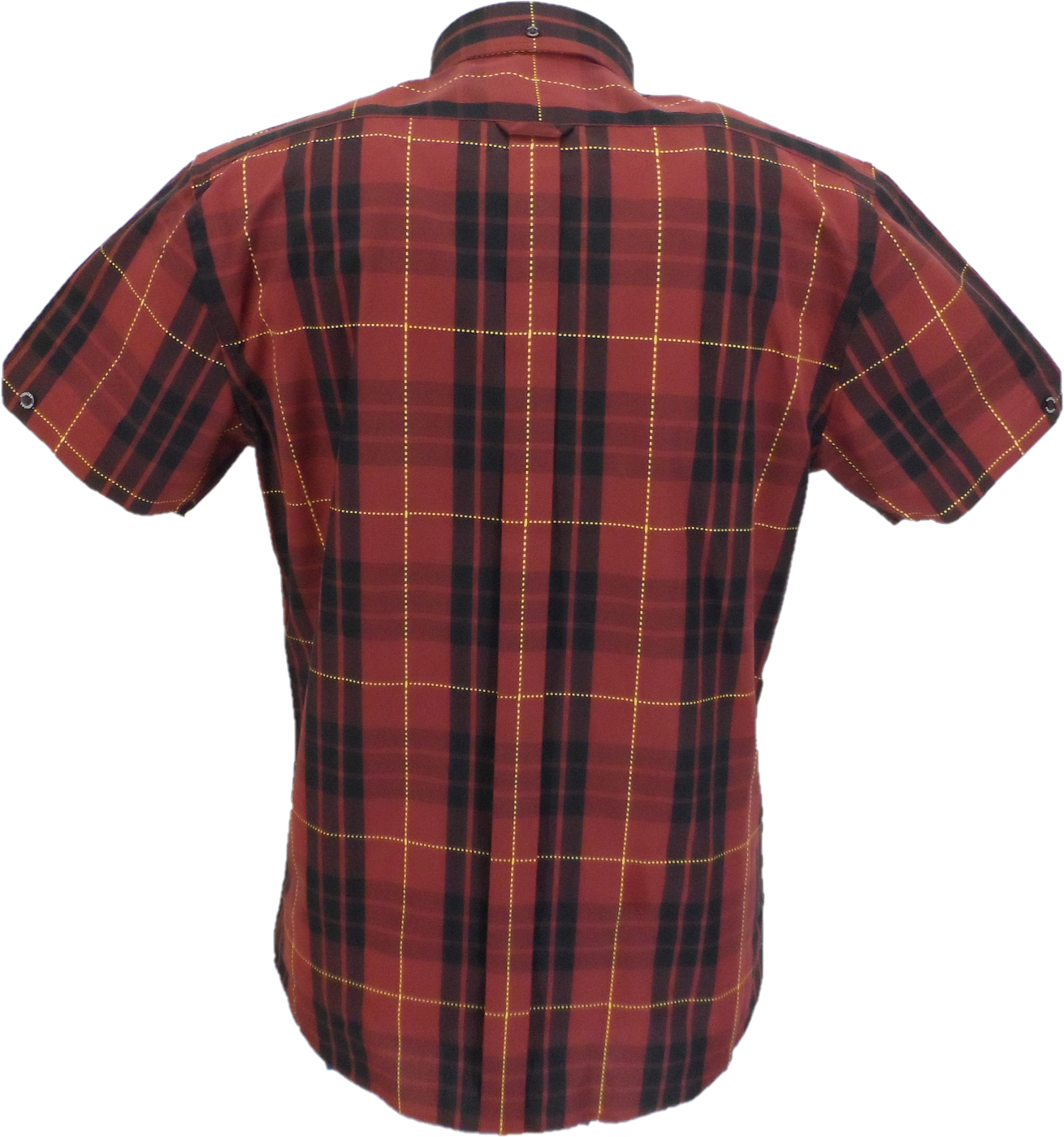 Tootal Mens Oxblood Checked 100% Cotton Retro Down Short Sleeve Shirts