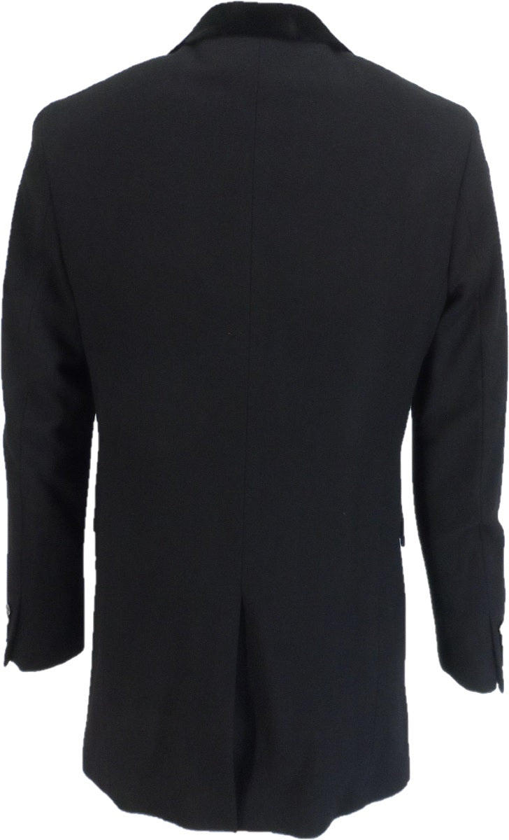 Lambretta Black Wool Rich Doormans Overcoat With Velvet Trim