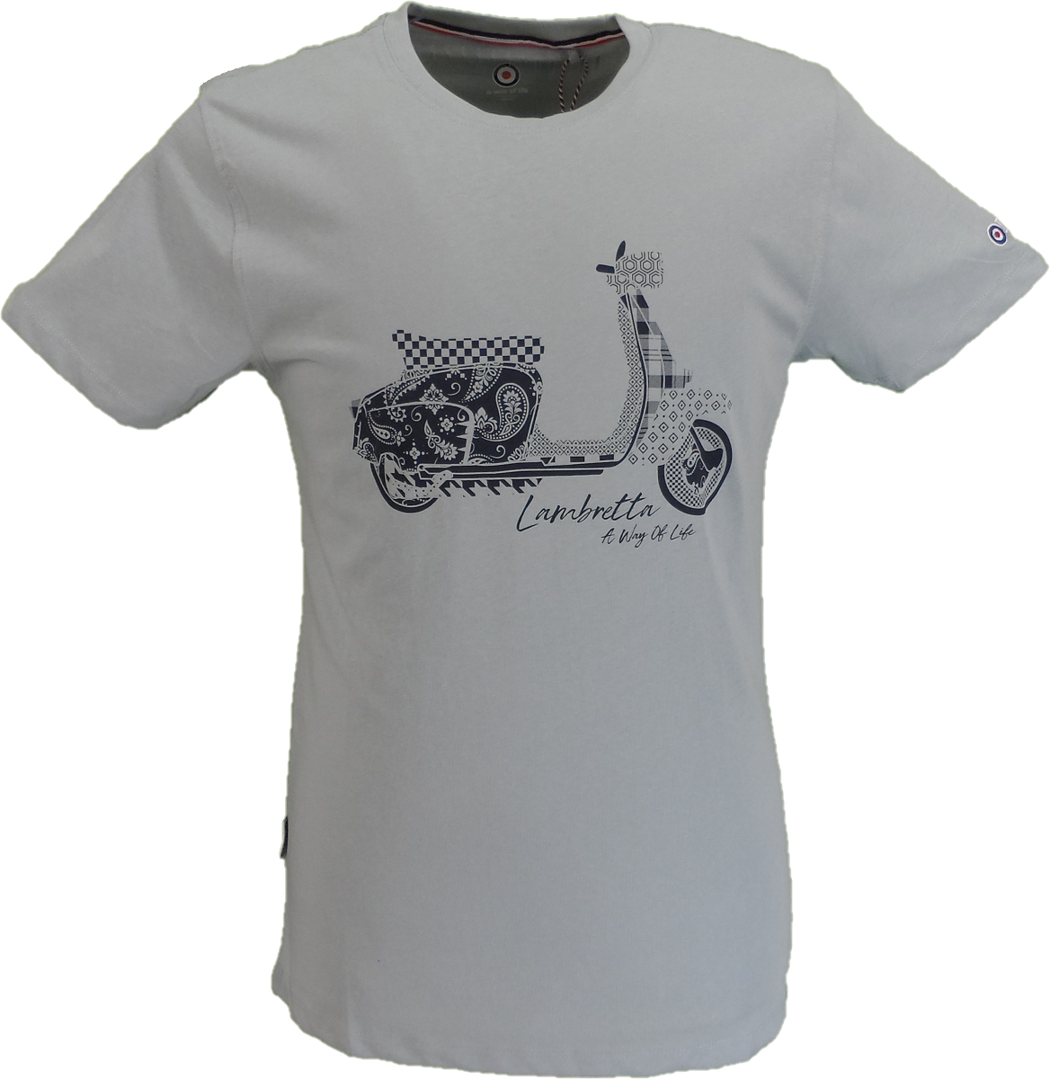 Lambretta Mens Blue Fog Paisley Scooter Retro T Shirt