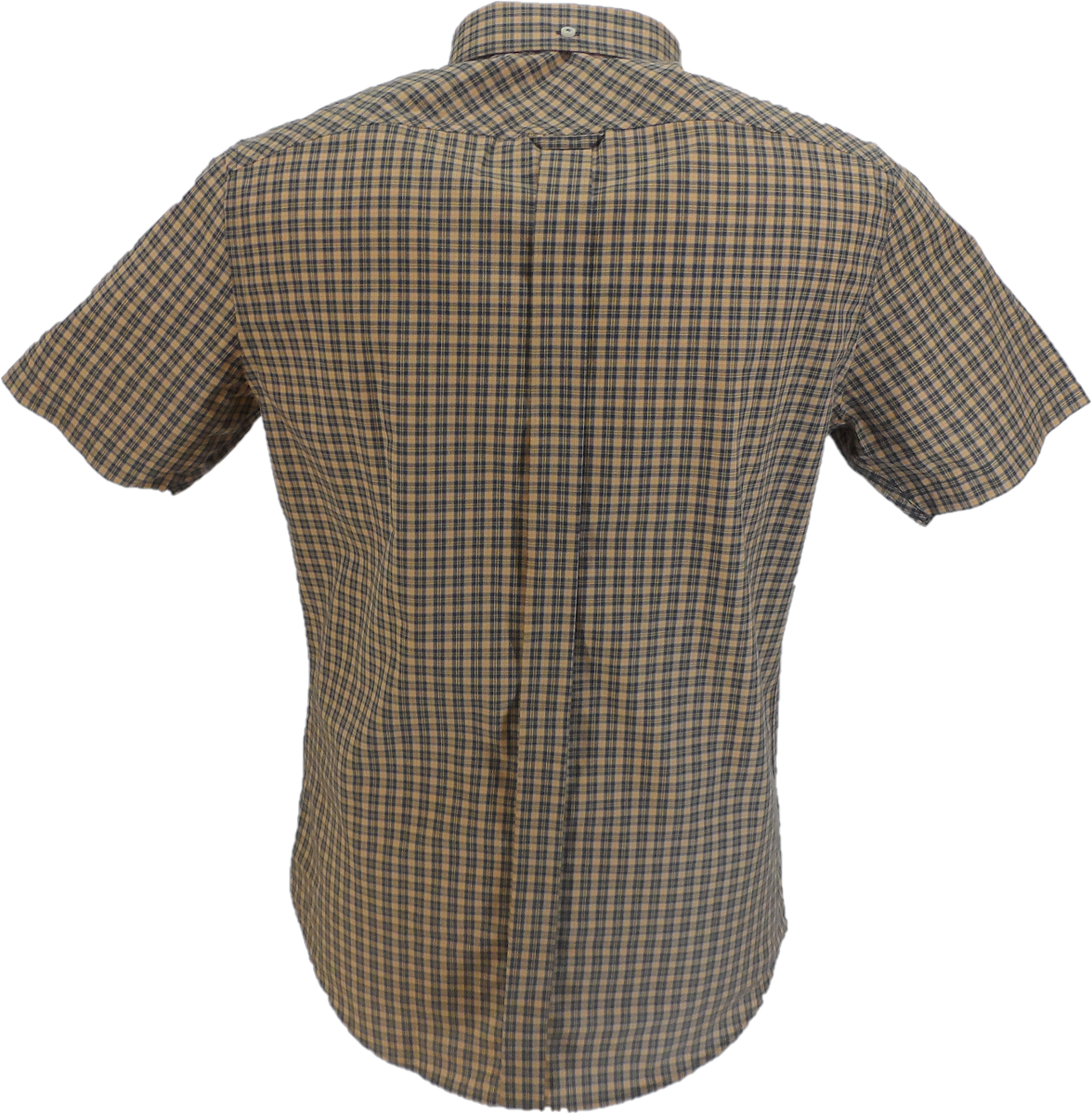 Ben Sherman Mens Sand Brown Check Short Sleeved Shirt