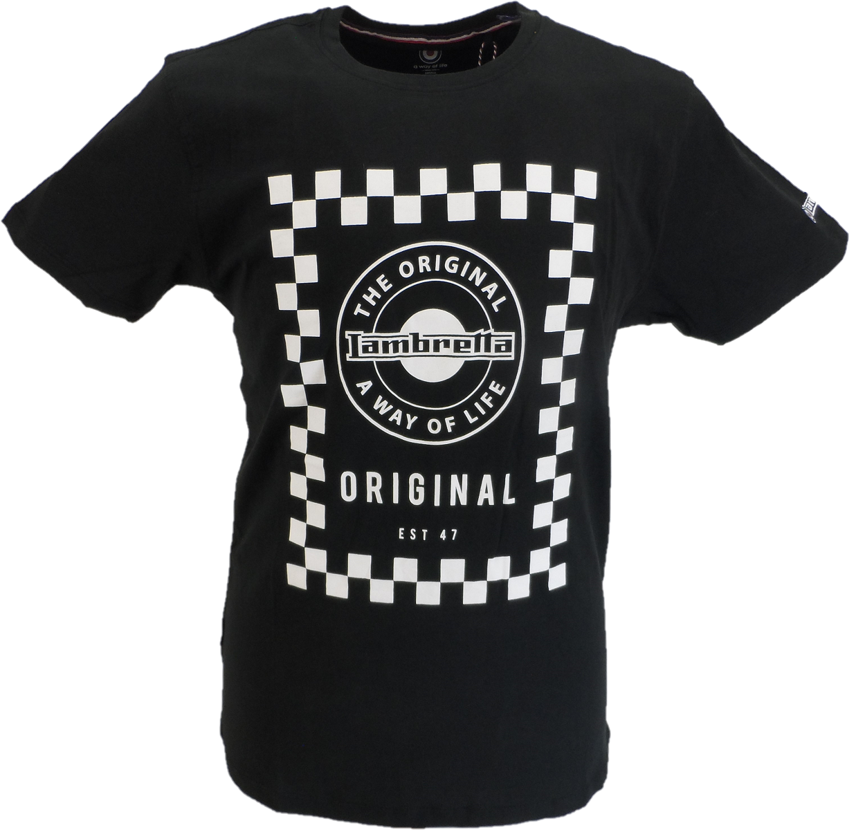 Lambretta Mens Black Checkerboard Retro T Shirt