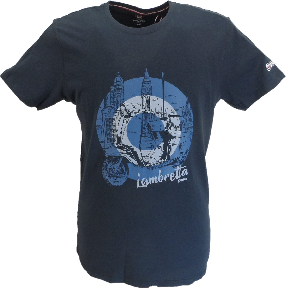 Lambretta Mens Navy Target Scooter Retro T Shirt