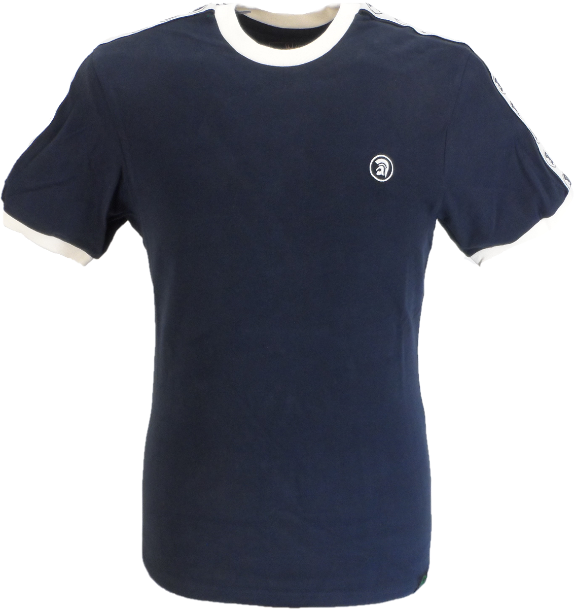 Trojan Records Mens Navy Taped Sleeve Cotton Ringer T-Shirt