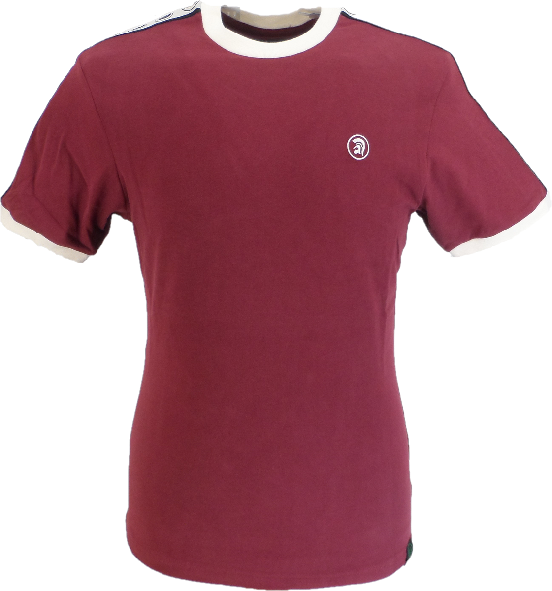 Trojan Records Mens Port Red Taped Sleeve Cotton Ringer T-Shirt