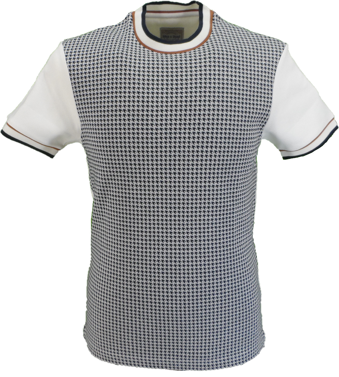 Ska & Soul Mens Ecru Houndstooth T Shirts