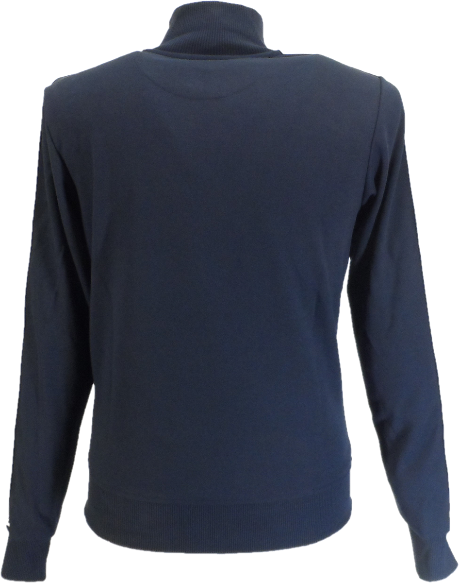 Trojan Records Mens Navy Blue Taped Sleeve Retro Track Tops