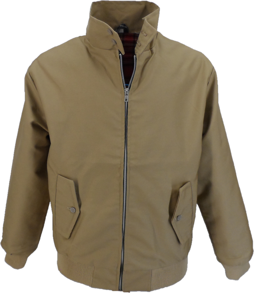 Mens Camel Beige Retro Mod Classic Harrington Jacket