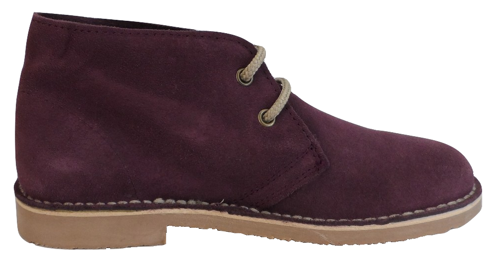 Roamers Ladies Purple 2 Eyelet Round Toe Real Suede Desert Boots