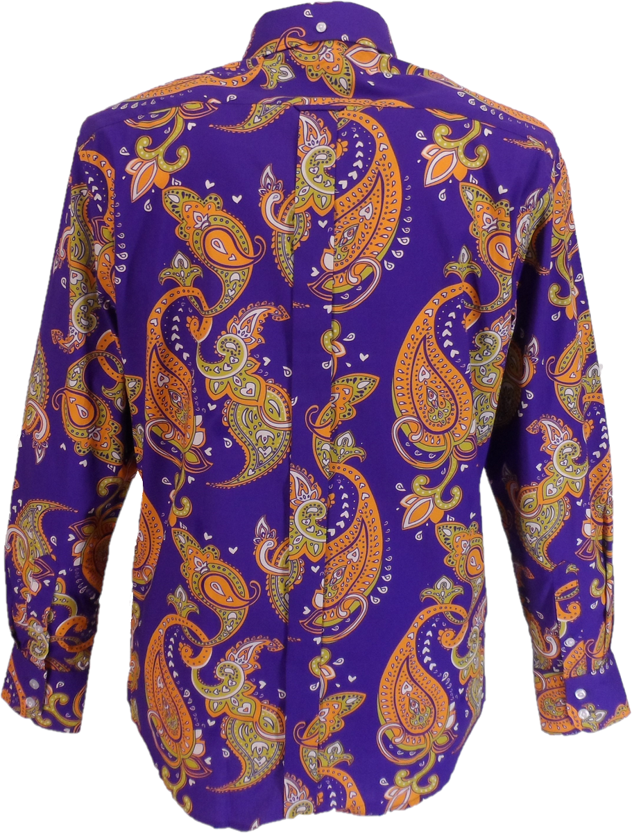 Mens 70s Purple Psychedelic Paisley Shirt