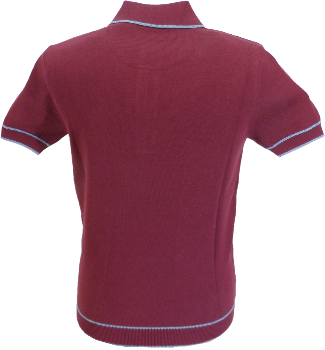 Trojan Records Mens Port/Sky Diamond Fine Gauge Knitted Polo Shirt