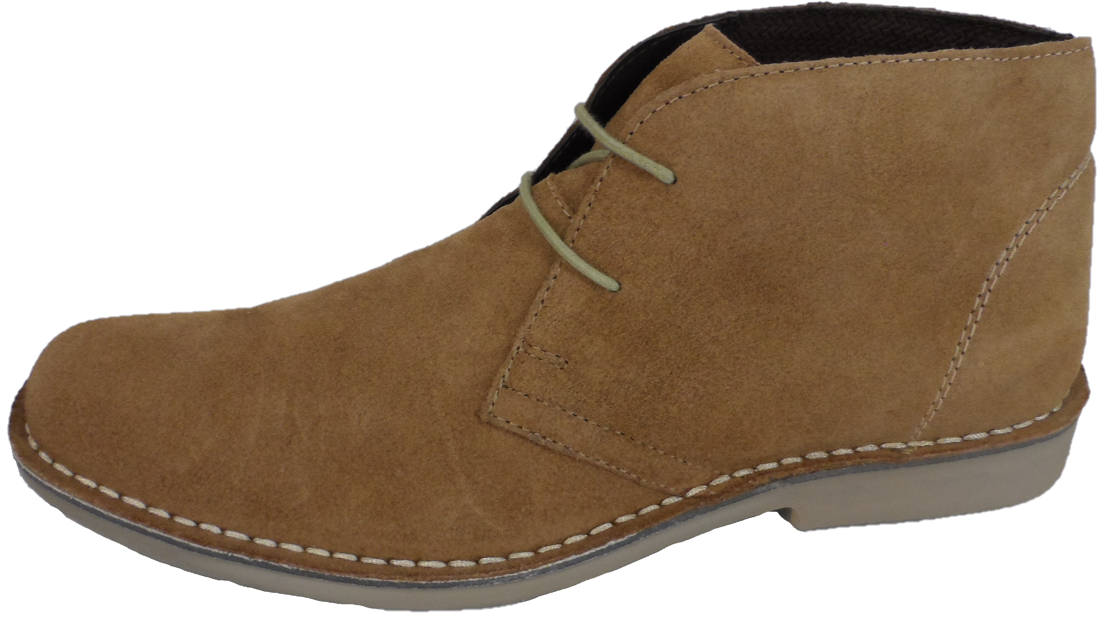 Roamers Mens Real Suede Sand Retro 2 Eyelet Sharptoe Desert boots