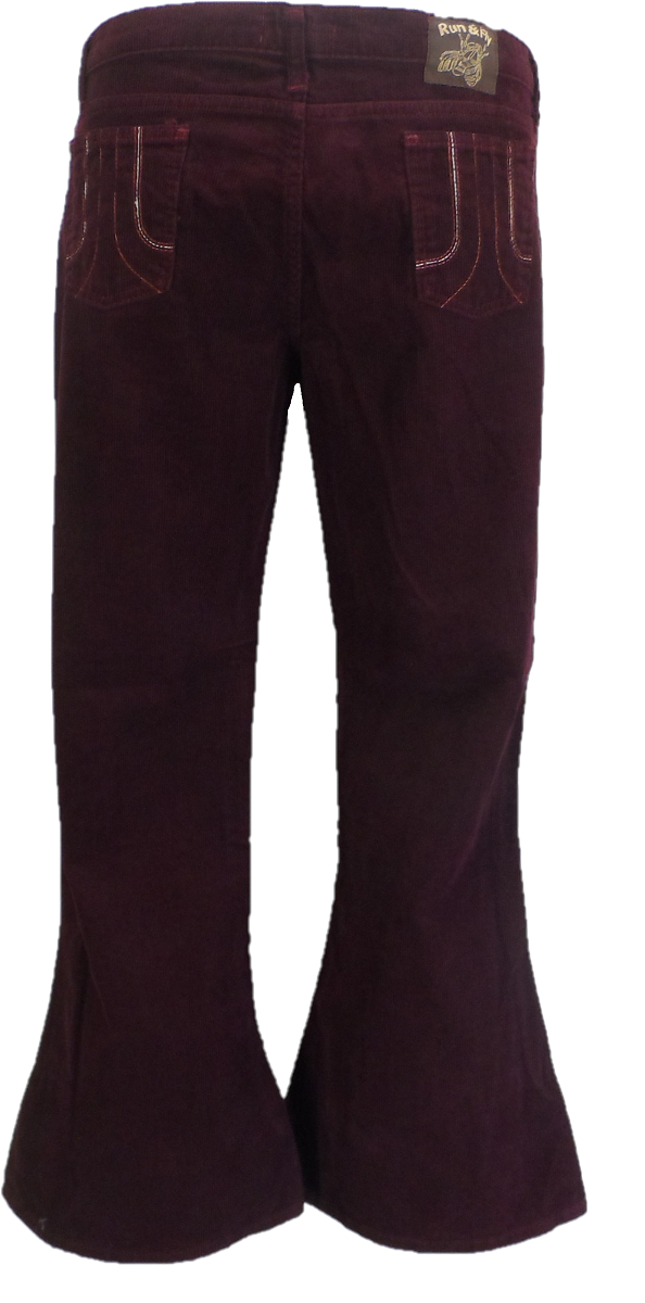 Run & Fly Mens Vintage 60s 70s Retro Burgundy Bell Bottom Super Flares