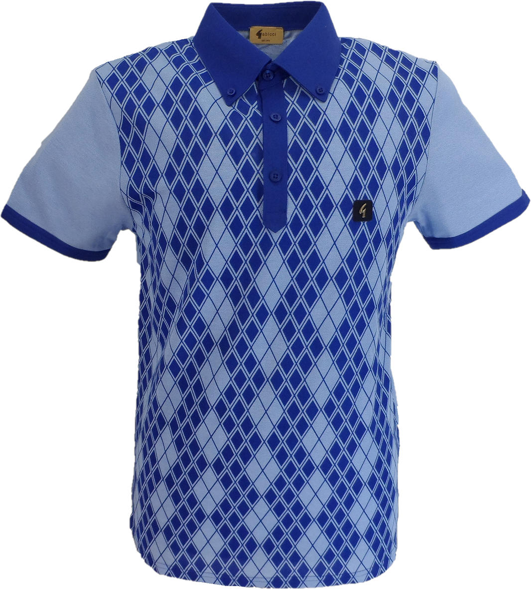 Gabicci Vintage Mens Pacific Blue Argyle Polo Shirt