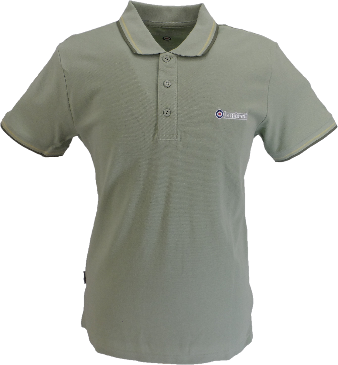 Lambretta Sage Green Retro Target Logo 100% Cotton Polo Shirts