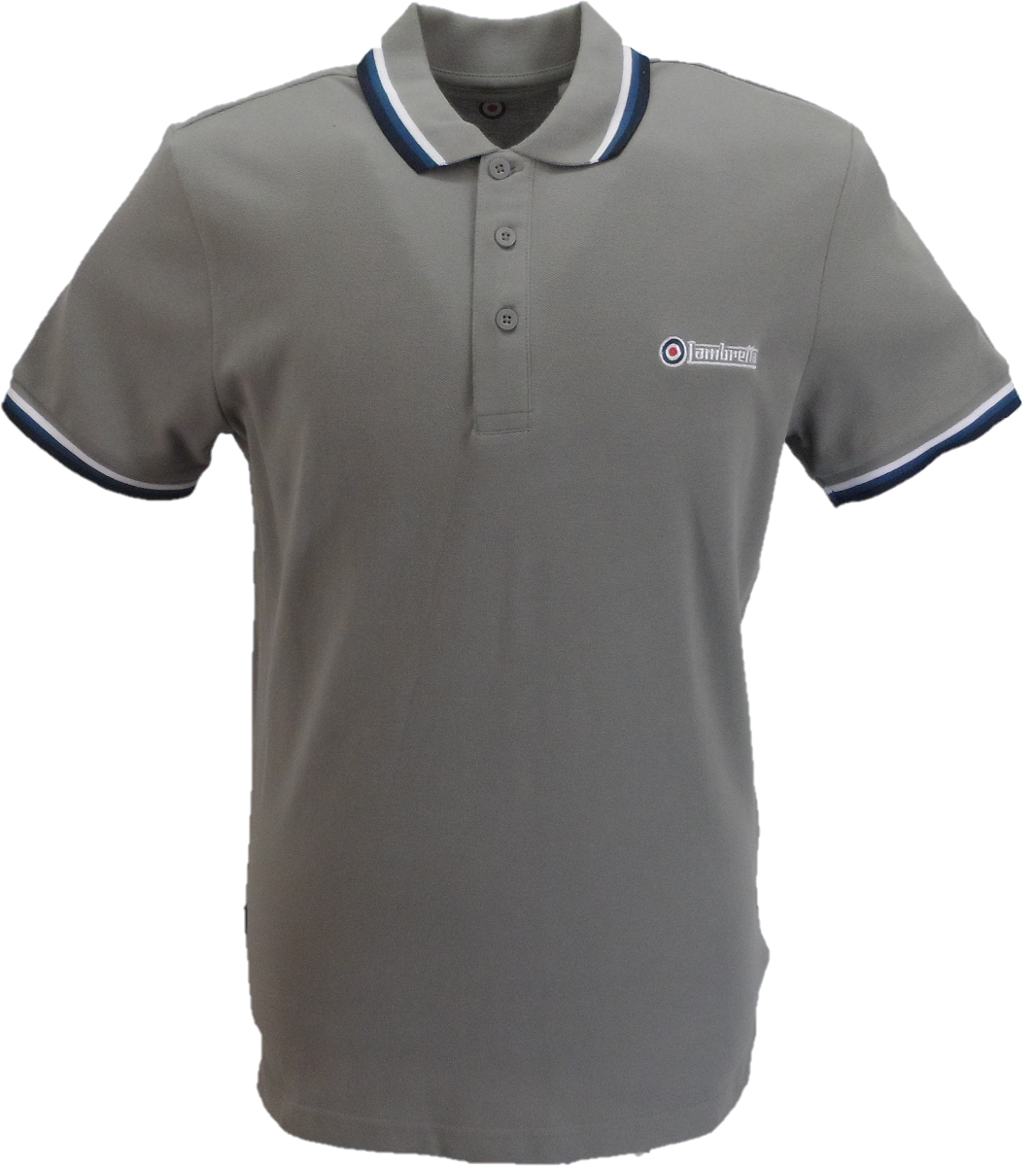 Lambretta Grey/White/Blue/Navy Retro Target Logo 100% Cotton Polo Shirts